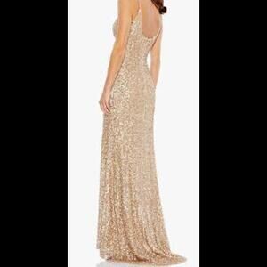 (b10) Mac Duggal SEQUINED  V NECK SIDE SLIT GOWN, Sz 10